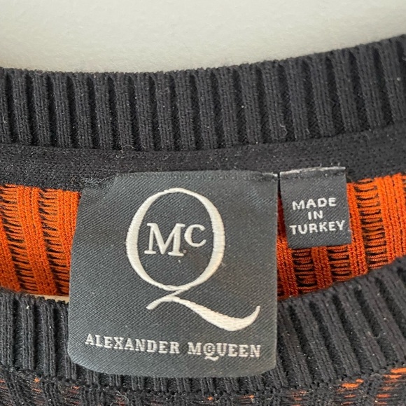 McQ by Alexander McQueen, XS, black and orange ribbed midi longsleeve dress EUC - Picture 13 of 14